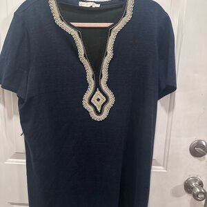 Tory Burch Navy Dress with Ivory Detailing